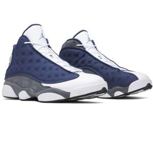 Blue and White High-Top Sneakers